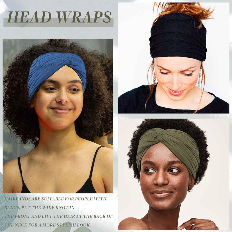 Acenail Wide Headbands Women Turban Headband Elastic Non Slip Hairbands