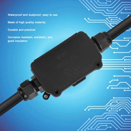 xuuyuu IP66 Waterproof Junction Box 2-Way Black Waterproof Dustproof 450V Max 24A Fireproof Material High Quality Nylon for Hotel, Factory and Airport 4-8mm with 2 Terminals and 2 Screws