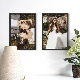 Veelot A4 Photo Frame Black Solid Wood Photo Frame Set of 3 with HD Ple-xiglass for Gallery Certificate Document Home Decoration (21 x 30 cm)