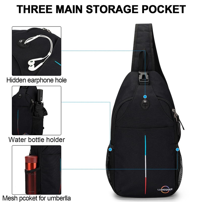 Crossbody Sling Bag, Chest Bag Backpack Daypack Fanny Pack Cross