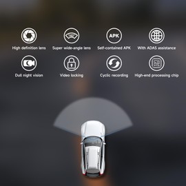 Car Camera USB Concealed Recorder, Radar Detector Scalable ADAS, Loop Recording, Wind Screen Dash Cam, for Android Radio Stereo with SD Memory Card（32GB）