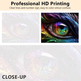 TUMOVO Paint by Numbers for Adults Beginner Dragon Eye Paint Number Kits Multicolor Eye Paint by Number Mythological Creatures Paint by Number Kits DIY Oil Painting Kits, 16 x20 Inch