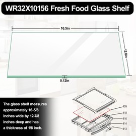 Ultra Durable WR32X10156 Refrigerator Glass Shelf Replacement Compatible with GE Refrigerator Upper Crisper Glass (2nd From Bottom) Replaces 913911 AP3187848 AH300608 EA300608 PS300608 Ultra Durable