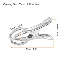 sourcing map 6 Pcs Stainless Steel Clothespins 4.3 Inch Pool Cover Clips Beach Chair Clips Clothes Pins Wind Guard for Hanging Clothes Blanket