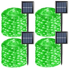 YEGUO 4 Pack Solar Fairy Lights Outdoor Waterproof, Green String Light Each 33ft 100 LED 8 Modes