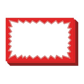 Sale Signs for Retail Stores 50pcs, 3.5" x 5.5" | Red Starburst Paper Card Price Tags for Yard Sale, Garage Sale