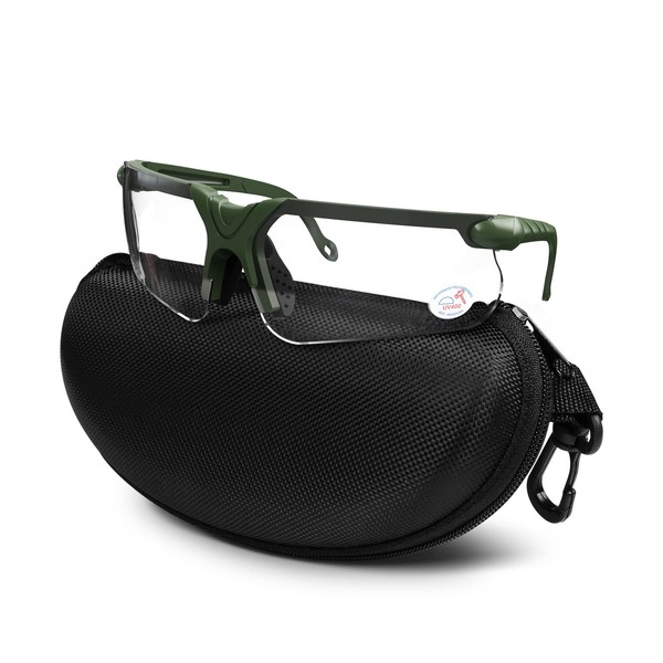 Xaegistac Shooting Glasses with Case Anti Fog Hunting Safety Glasses for Men Women (Clear Lens-Green Frame)