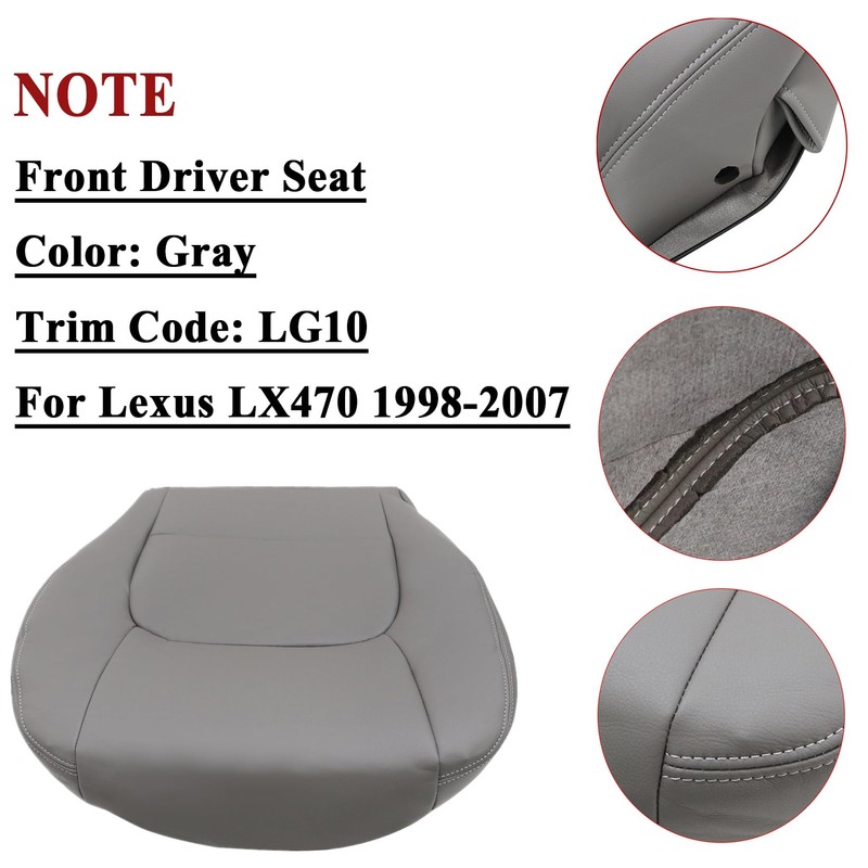 NLQR Front Driver Side Bottom Replacement Seat Cover Gray Microfiber