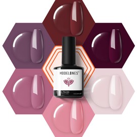 modelones- Esmalte de uñas en gel, 6 colores, rosa, marrón, burdeos, rojo, juego de esmaltes en gel, esmalte de uñas en gel rosa pastel melocotón     