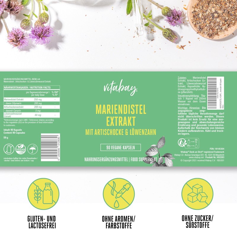 Vitabay Milk Thistle Artichoke Dandelion Complex High Dose - 90