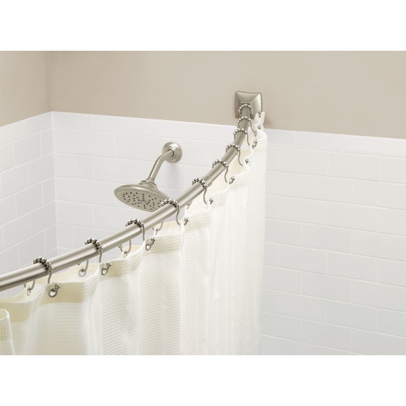 Moen Brushed Nickel 72-inch Permanent Mount Adjustable Curved Shower Rod,