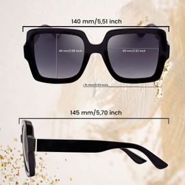SQUAD Sunglasses for Women Square Size Large Glasses Fashion Elegant with Glasses Case 100% UV400 Protection, 3eb134c2 Brilliant Lente