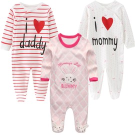 MAMIMAKA Newborn Baby Boys Footed One-Piece Pajamas Cotton Jumsuit for Play and Sleep, 3-6 Months