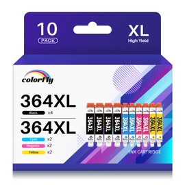 colorfly 364XL Printer Cartridges Compatible with HP 364XL Cartridges for HP Photosmart 5520 5510 5524 6510 6520 7520 Deskjet 3520 3522 3070A Officejet 4620 4622 (Pack of 10)