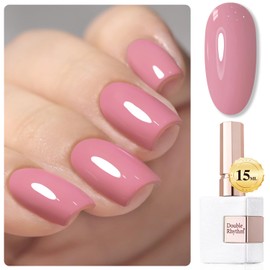 Double Rhythm Gel Polish 15ML Jelly Sheer Pastel Light Milky Color Pearl White Bottle 1 PC 0.5 OZ Full Size Nail Art Salon at Home (Pale Pink-D1470)