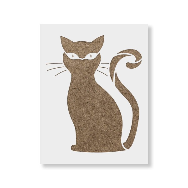 Black Cat Halloween Stencil for Walls and Crafts - Reusable