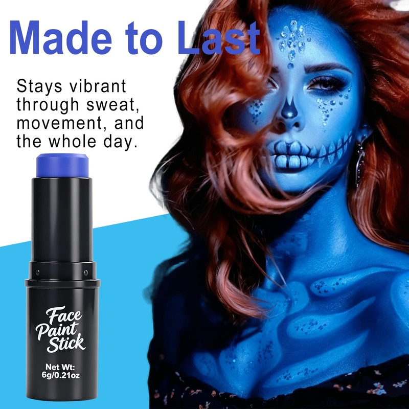Blue Face Body Paint Stick, Blue Face Painting Halloween Makeup