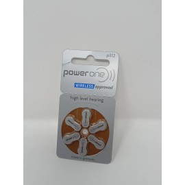 Power-One Powerone Hearing Aid Battery Size P312 - 6 batteries Exp 2025