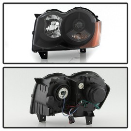 ACANII - For Black 2008-2010 Jeep Grand Cherokee Projector Headlights 08-10 Halogen Model Driver + Passenger Side