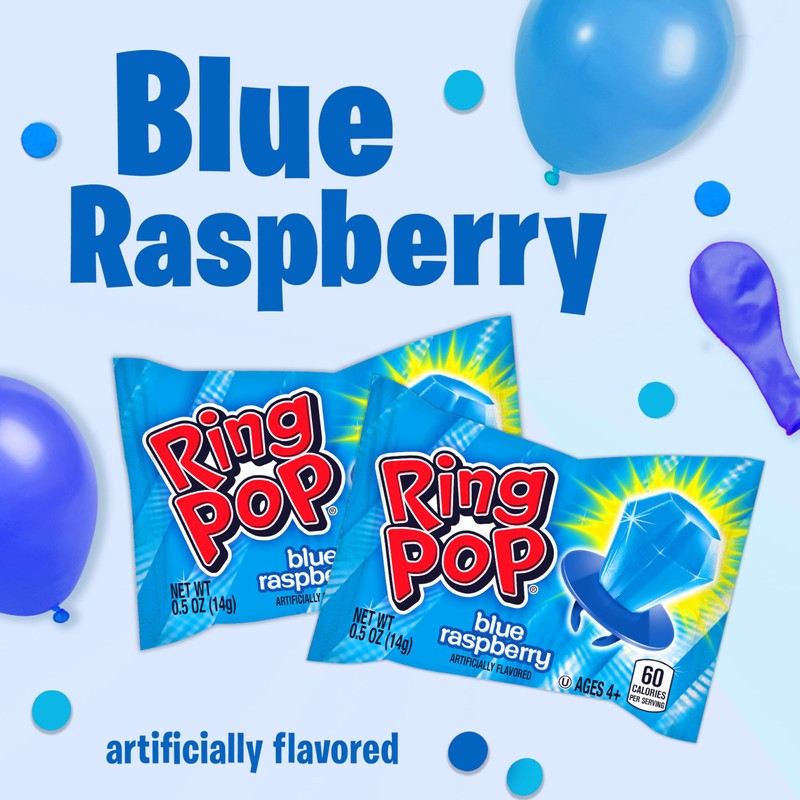 Ring Pop Blue Individually Wrapped Candy, 30 Count Lollipop Pack