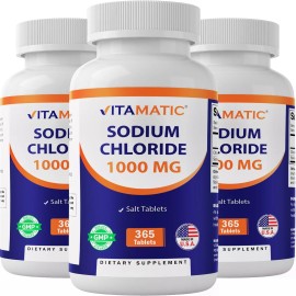 Vitamatic 3 Pack Sodium Chloride 1000mg, 365 Tablets