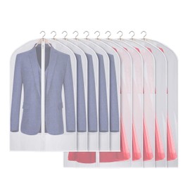 10 Pack Garment Dress Bags Covers with Zip PEVA Translucent Clothes Covers Moth Proof Suit Protector Bags Waterproof Suit Bags for Shirts, Coats, Suits, Gowns(60 * 100cm,60 * 120cm)