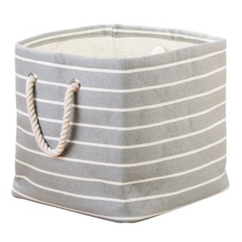 InterDesign Luca Fabric Storage, Cube with Handles for Blankets, Pillows, Clothing, Towels - Gray/Cream