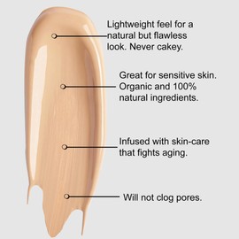 BaeBlu Organic Aloe-Based LUX Liquid Foundation, Natural Vegan Gluten-Free Made in USA, Agave