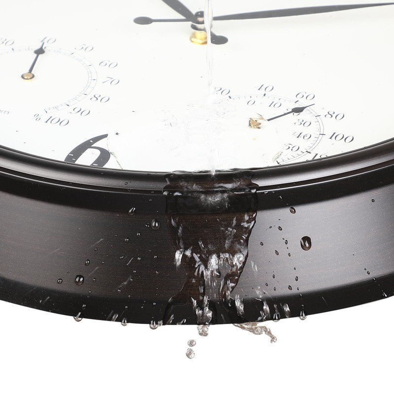CLXEAST 16" Outdoor Clocks Waterproof with Thermometer & Hygrometer,Black
