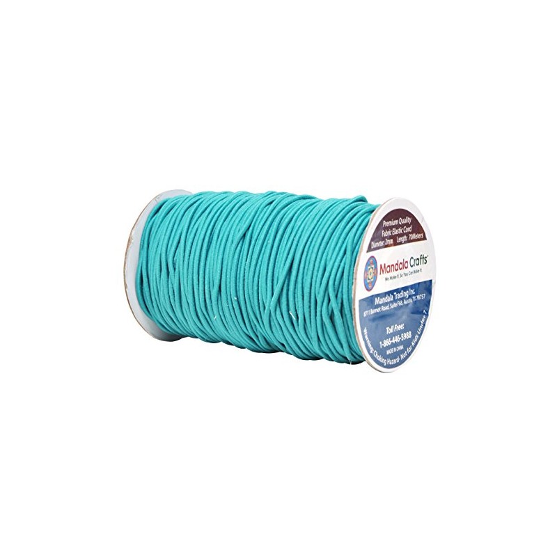 Mandala Crafts 2mm Aquamarine Elastic Cord for Jewelry Making -