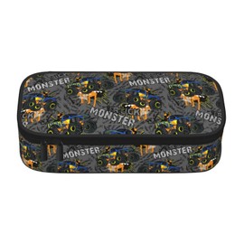 Perinsto Monster Trucks Car Pencil Case Big Capacity Multi Compartment Stationery Box Pencil Pouch Holder Desk Organizer For School Office Home
