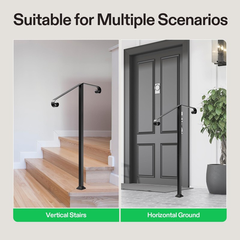 VIVOSUN Outdoor Handrail, 2 Step Stair Handrail, 22" x 39"