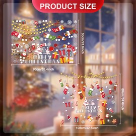 Bliceon Christmas Window Stickers, Clings Reusable Double Sided Christmas Window Decorations, PVC Static Snowflake Window Stickers for Xmas Window Decoration -B