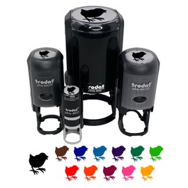 Baby Chick Chicken Standing Solid Self-Inking Rubber Stamp Ink Stamper for Stamping Crafting Planners - 1/2 Inch Mini - Orange Ink
