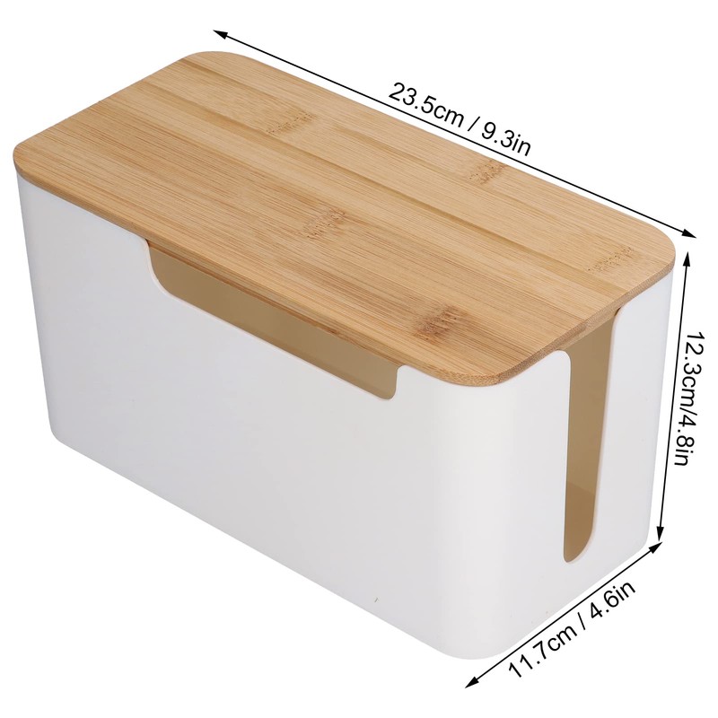 Cable Box Small Cable Management Box with A Wooden Lid