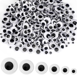 UPINS 1000 Pcs Self Adhesive Googly Wiggle Eyes for DIY Craft Assorted Size 6 mm 8 mm 10 mm 12 mm 14 mm 16 mm Mixed Packaging Craft Sticker Eyes