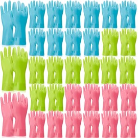 Gandeer 36 Pair Reusable Household Gloves Rubber Dishwashing Gloves Long Kitchen Cleaning Gloves for Dishes Clean Gardening(Blue, Pink, Green)