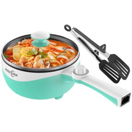 Audecook Hot Pot Electric, 1.7L Mini Electric Skillet Portable Nonstick Sauté Pan with Power Adjustment,Ramen Cooker Travel Multicooker for Steak/Soup/Egg/Oatmeal/Noodles