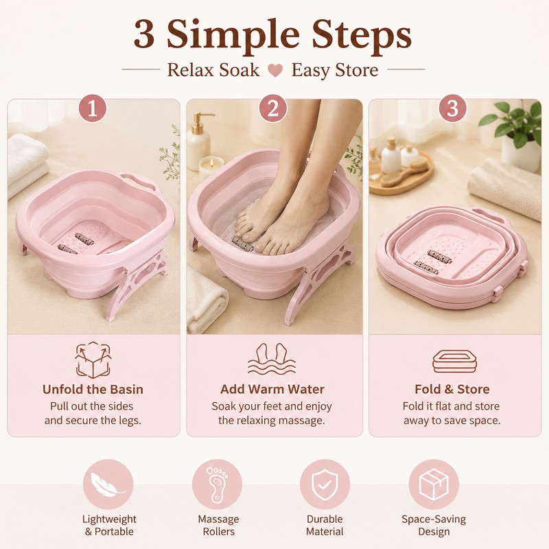 Foldable Foot Soaking Basin for Home Travel – Portable Pedicure