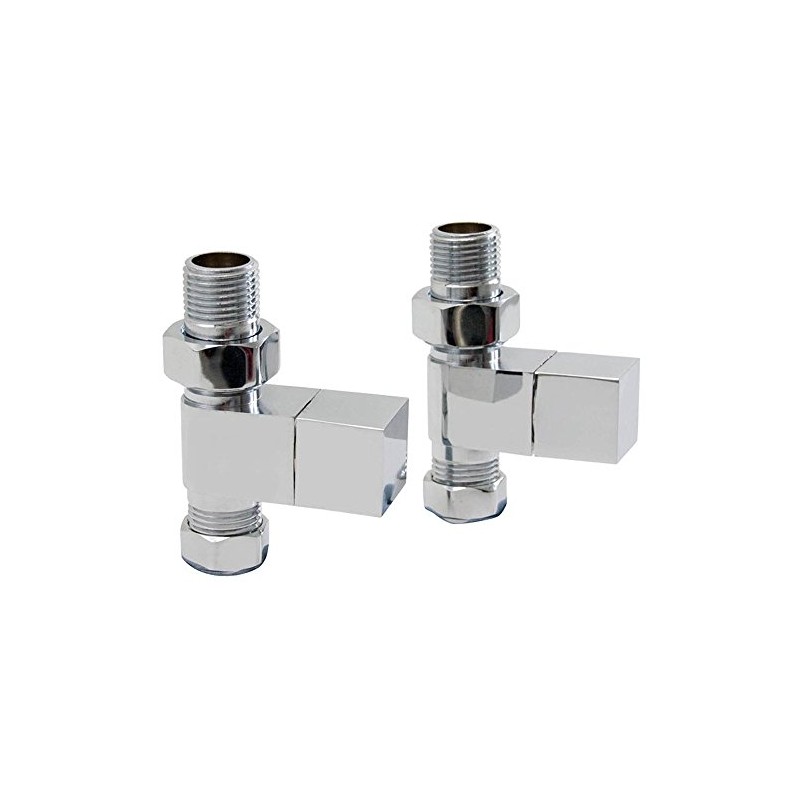 Straight Square Chrome Heated Towel Warmer Rail Radiator Valves 15mm