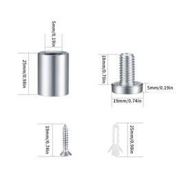 20 Pcs Standoff Wall Fixings, Glass Standoff Bolt, Stainless Steel Advertising Screw, Advertising Nails for Sign Displays ，Sign Standoff Wall Mount(Silver) (20)