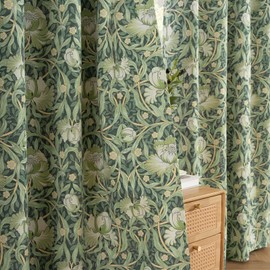 ColorBird Floral 100% Blackout Curtains 84 Inch Length 2 Panel Set Blue Black Out Window Drapes Panels for Livng Room Bedroom