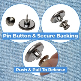 Botones para jeans, 8 juegos de botones de metal de reemplazo para jeans, 2 estilos, pasadores de ajuste perfecto, botones instantáneos, sin coser, sin herramientas (Botones 8PCS)