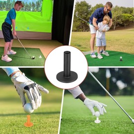 TIXIPEM 2.76IN Rubber Golf Tees [6PCS] - Flexible Stable Ball Holder Use for Home & Outdoor & Indoor Tall Training Driving Range - [Black] Hitting Mats