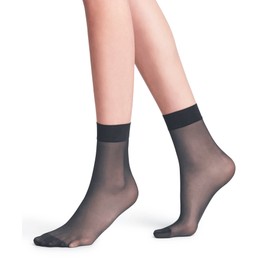 FALKE Women's Seidenglatt 15 DEN W SO Sheer Plain 1 Pair Socks, Grey (Graphite 3146), 2.5-5