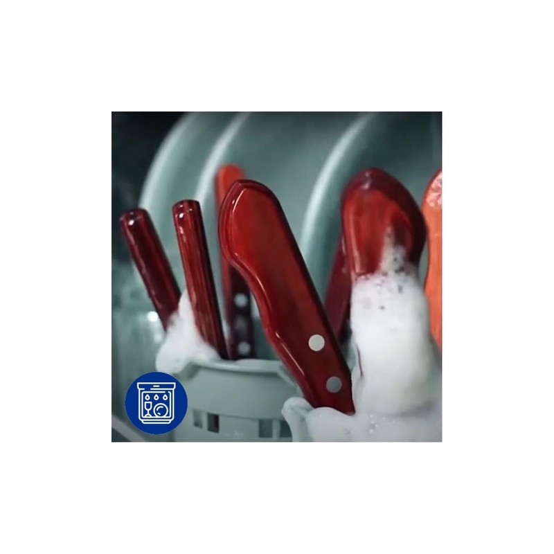 Tramontina Steakgabel Pizzagabel, Set, 6-teilig, Edelstahl, FSC, roter Holzgriff, 20,