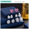 FAMARINE CZ Silver Clip on Earrings for Women Snowflake Diamond