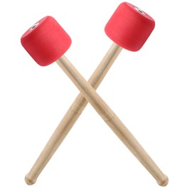 Luomorgo 2 Pcs Bass Drum Mallets, Marching Drum Mallets Percussion Sticks Foam Tip Mallet with Wood Handle, 13 Inch Drum Mallets Soft Felt Timpani Mallets (Red)