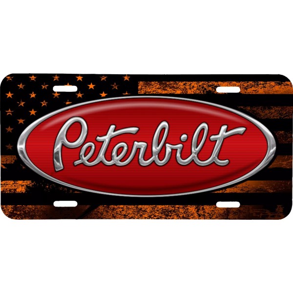 Unbranded GLOSS CLEAR COAT PETERBILT ORANGE AMERICAN DISTRESSED FLAG LICENSE