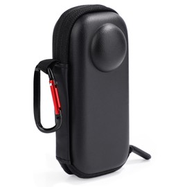 NQEUEPN Hard Shell Carrying Case, with Carabiner Waterproof Anti-Shock Travel Case Lens Cover Portable Protective Storage Bag for Insta360 X4 Camera Accessories (Black)